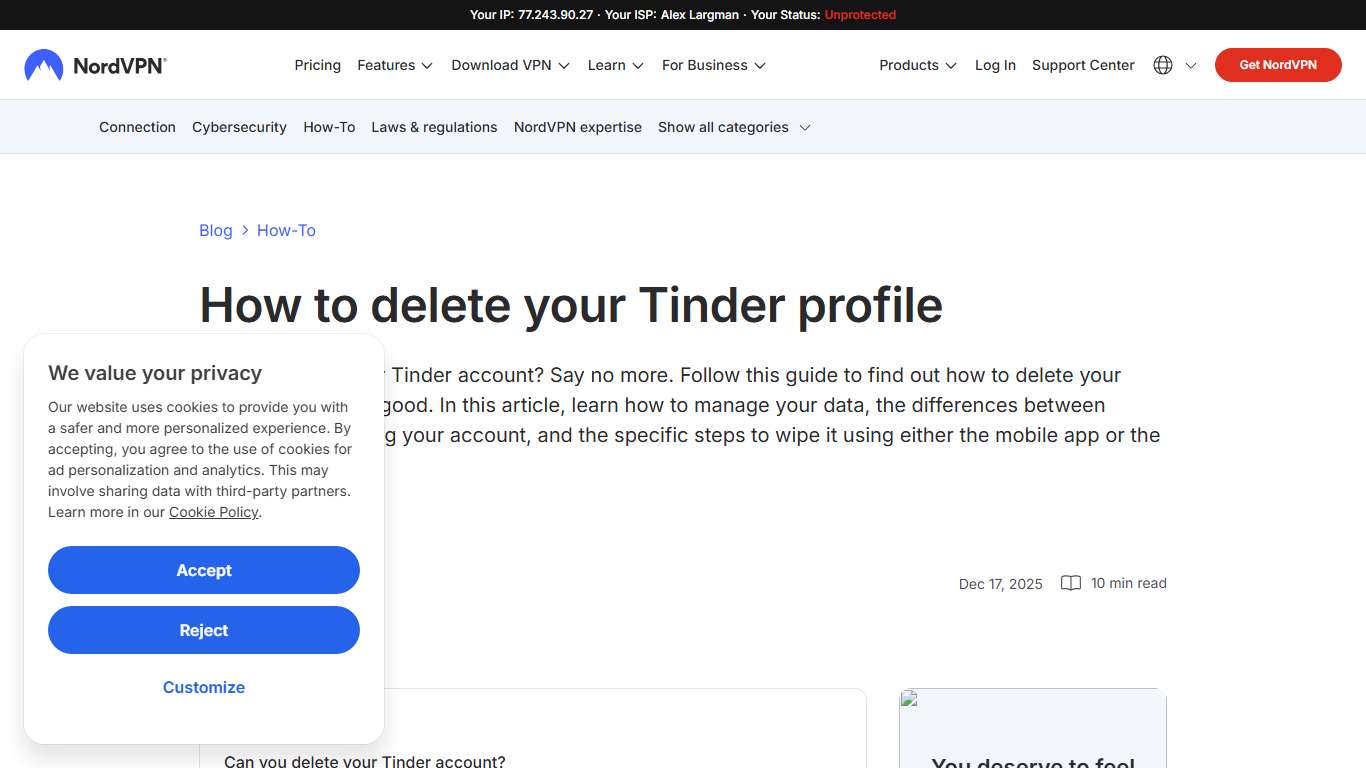 How to delete your Tinder account in 2026 | NordVPN